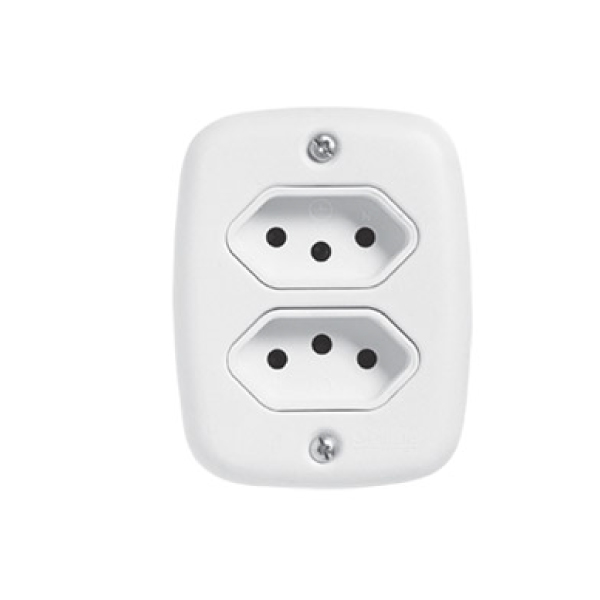 Tomada Sobrepor Px 10a Dupla Branca Pluzie - Ref.9013