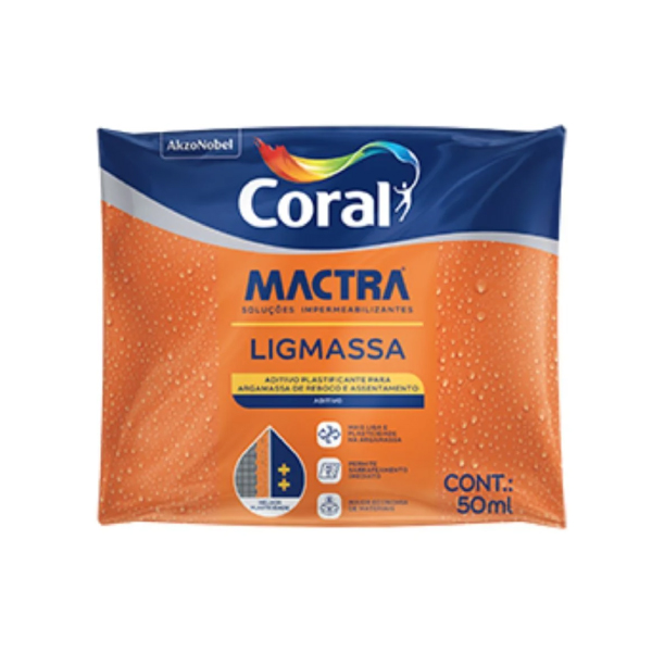 Aditivo Plastificante Para Argamassa Ligmassa 50ml Sache Coral Mactra - Ref.5859606