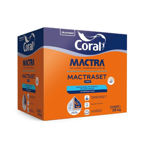 Argamassa  Impermeável Mactraset 1000 Branco Bicomponente 18kg Coral - Ref.5859525