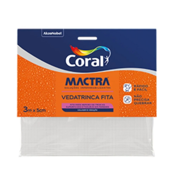 Fita Adesiva P/ Trincas Vedatrinca 5cmx3m Coral Mactra - Ref.6440522