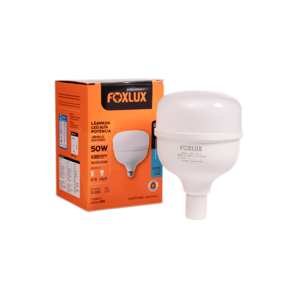 Lampada Led Alta Potência 50w 6500k E27 Bivolt Foxlux - Ref.LED90.24