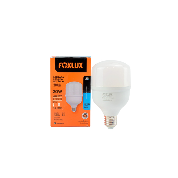 Lampada Led Alta Potência 20w 6500k E27 Bivolt Foxlux - Ref.LED90.25