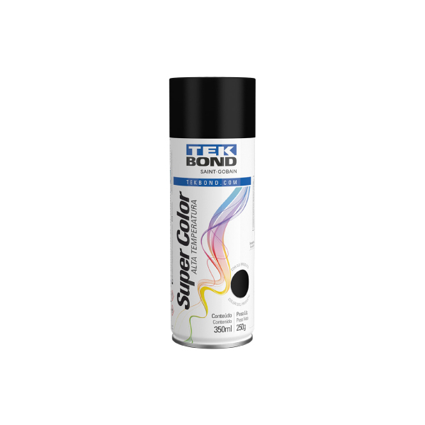 Tinta Spray Alta Temperatura Preto Fosco 350ml Tekbond - Ref.69957366618