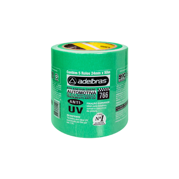 Fita Crepe 24mmx50m 766 Automotiva Profissional Verde Adelbras - Ref.0680000042