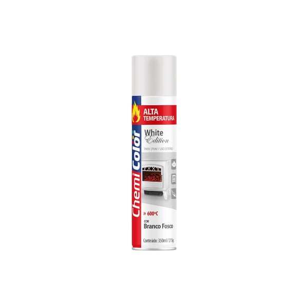 Tinta Spray Alta Temperatura Branco Fosco 350ml Chemicolor - Ref.0680198