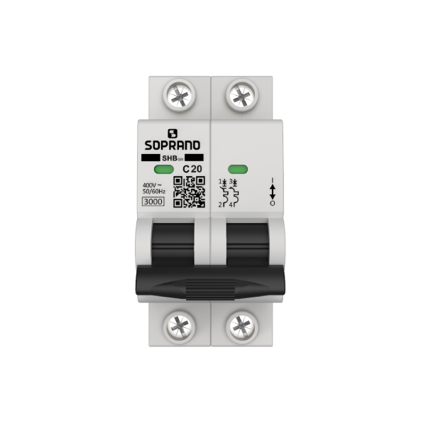 Disjuntor Din Bipolar 20a Curva C Soprano - Ref.05121.7020.21