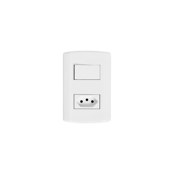 Interruptor Embutir 1tecla+Tomada 10a Modular Branca Pluzie - Ref.7217