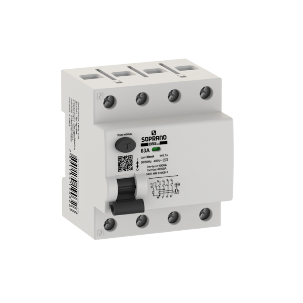 Disjuntor Residual Dr 4p 3p+N 63a 6ka Soprano - Ref.05128.0063.41