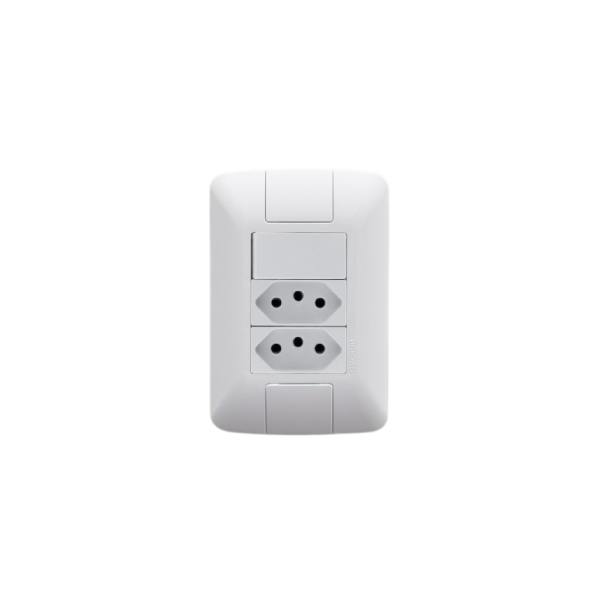 Interruptor Embutir 1tecla+2tomadas 20a Aria Branca Tramontina - Ref.57241086