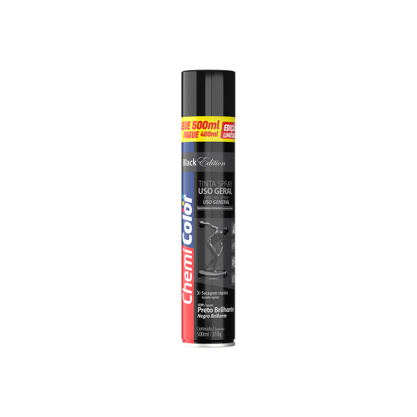 Tinta Spray Geral Preto Brilhante 500ml Chemicolor - Ref.0680635