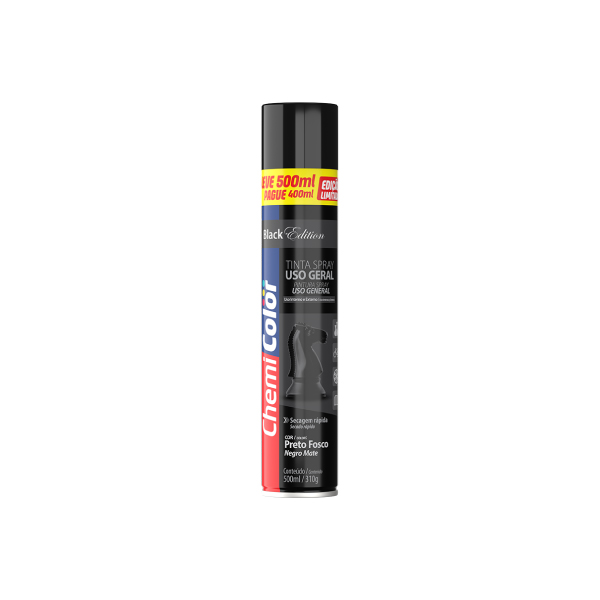 Tinta Spray Geral Preto Fosco 500ml Chemicolor - Ref.0680636