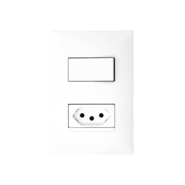 Interruptor Embutir 1Tecla+Tomada 10a Branca Pial Plus+ - Ref.615074BC