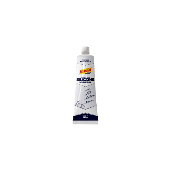 Adesivo Silicone Acético Uso Geral Branco 50g Mundial Prime - Ref.PT0500005