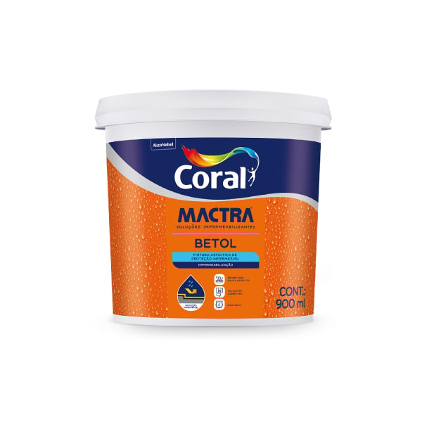 Tinta Asfáltica Betol Base Agua 0,9L Coral Mactra - Ref.5859528