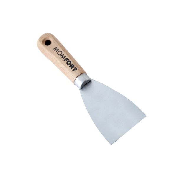 Espátula Aço Cromado C/Cabo Madeira 10cm Cálice Momfort - Ref.401910