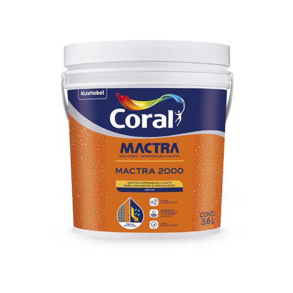 Aditivo Impermeabilizante para Argamassa Mactra2000 3,6L Coral Mactra - Ref.5993082