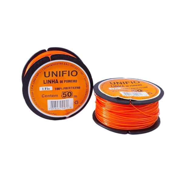 Linha Pedreiro Lisa 50m Laranja Unifio - Ref.7898090991178