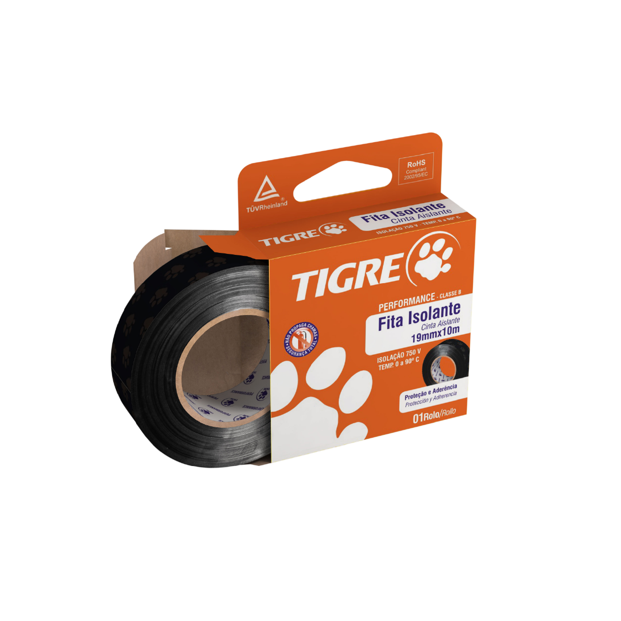 Fita Isolante Preta 10Mx19Mm Performance Tigre - Ref.54502451