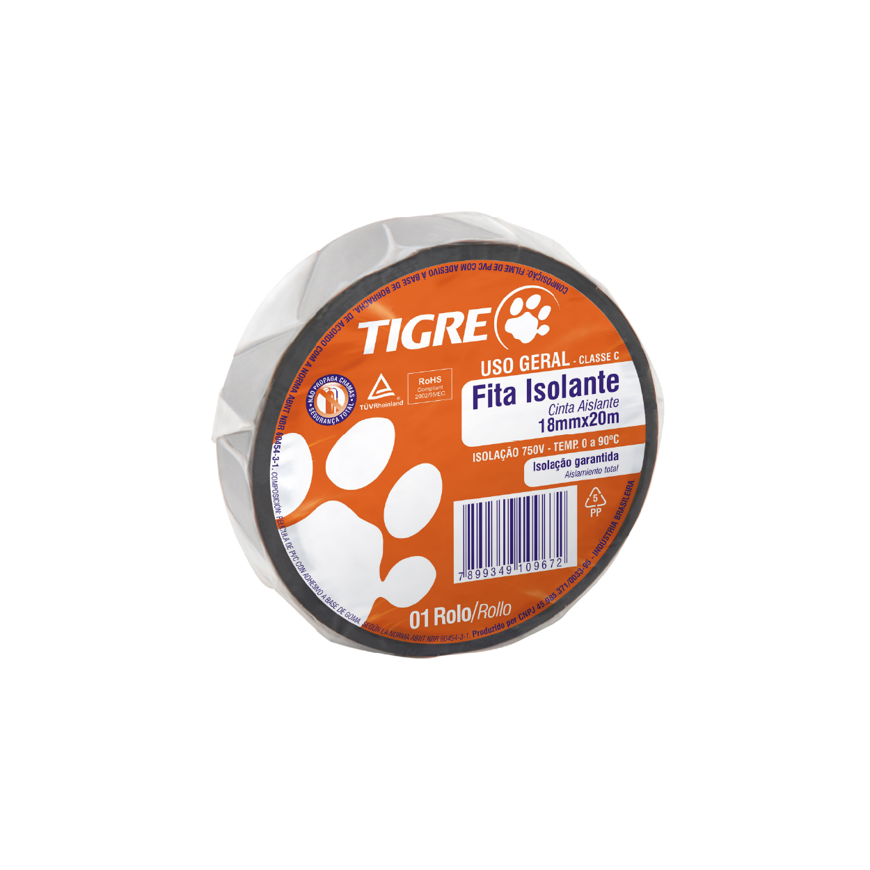 Fita Isolante Preta 20Mx18Mm Uso Geral Tigre - Ref.54502630