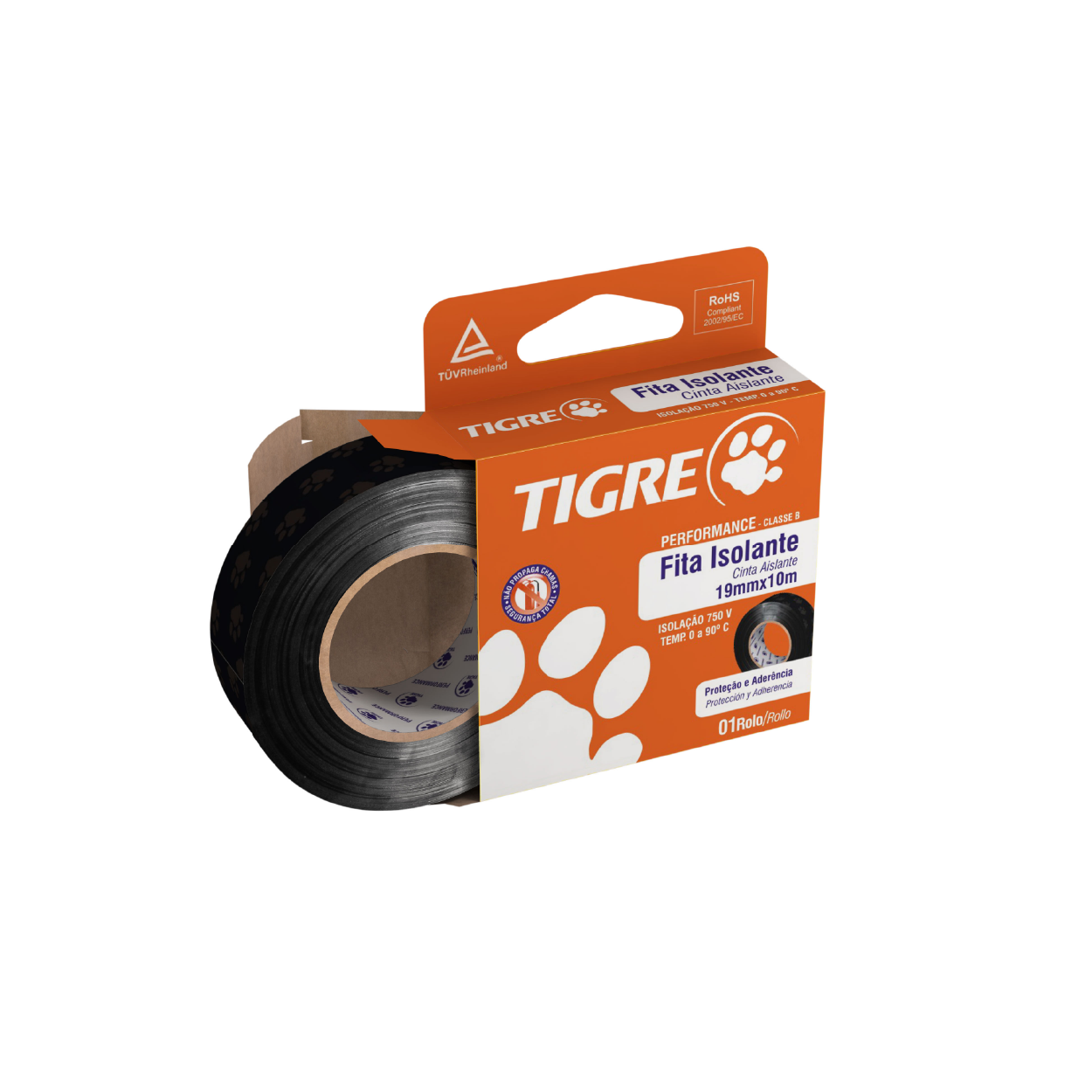 Fita Isolante Preta 5Mx19Mm Performance Tigre - Ref.54502354
