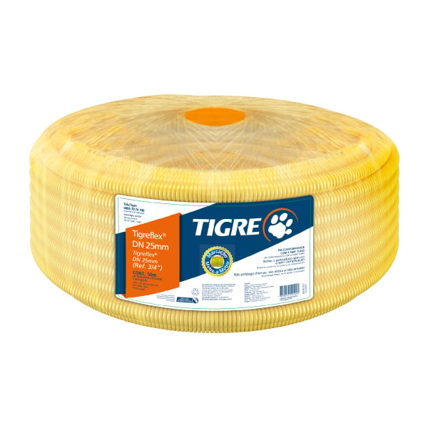 Mangueira Corrugada Amarela 20Mm 1/2” 25M Tigre - Ref.14210229