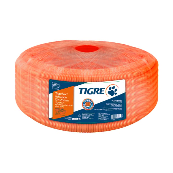Mangueira Corrugada Laranja Reforçada 20Mm 1/2” 50M Tigre - Ref.14211209