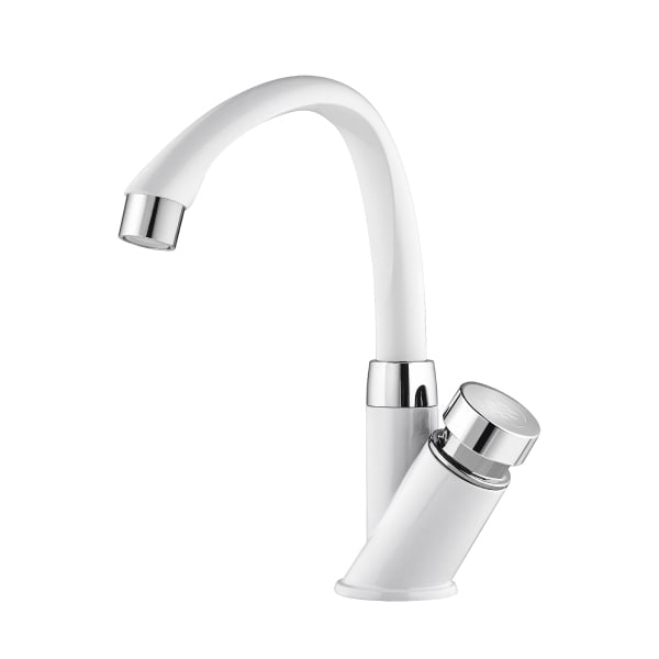 Torneira Lavatório Mesa Bica Alta Automática Branca Cromada Tigre - Ref.300000654