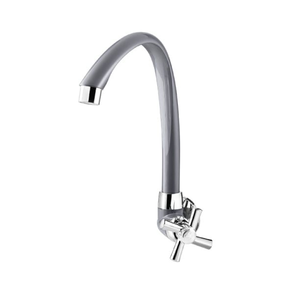 Torneira Cozinha Parede Bica Alta Móvel Cross Cinza / Cromo Tigre - Ref.300005614