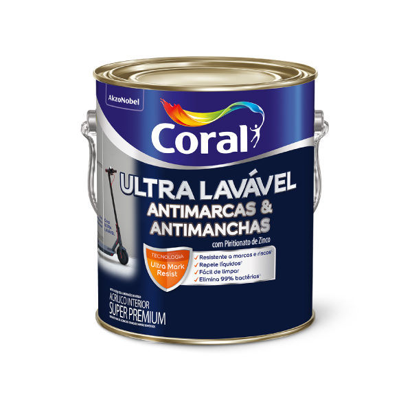 Tinta Acetinado Ultra Lavável 3,6L Branco Coral - Ref.9063813
