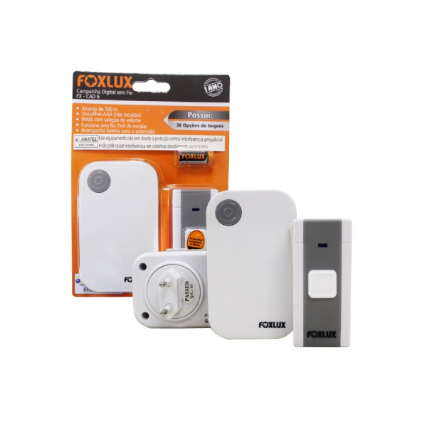 Campainha S/ Fio Bivolt C/Pino Macho Foxlux - Ref.12.01