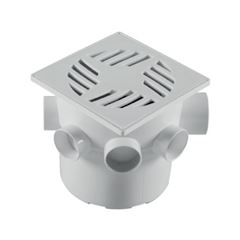 CAIXA SIFONADA QUADRADA 07 ENTRADAS GRELHA BRANCA 15X15X15CM ASTRA - Ref.CS5/V