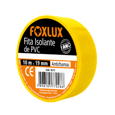 Fita Isolante Antichama 10mx19mm Amarela Foxlux C/10 - Ref.10.11