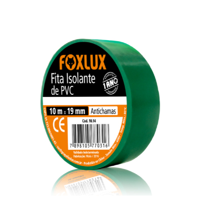 Fita Isolante Antichama 10m X 19mm Verde Foxlux C/10 - Ref.10.14