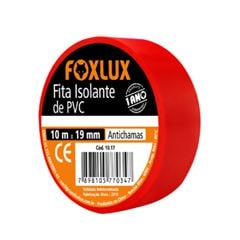 FITA ISOLANTE ANTICHAMA 10M X 19MM VERMELHA FOXLUX C/10