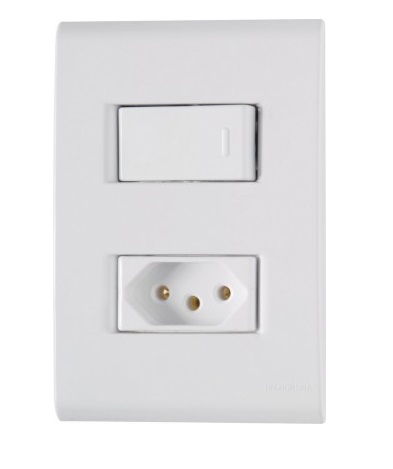 Interruptor Embutir 1 Tecla+Tomada 10a Liz Branca Tramontina - Ref.57170064