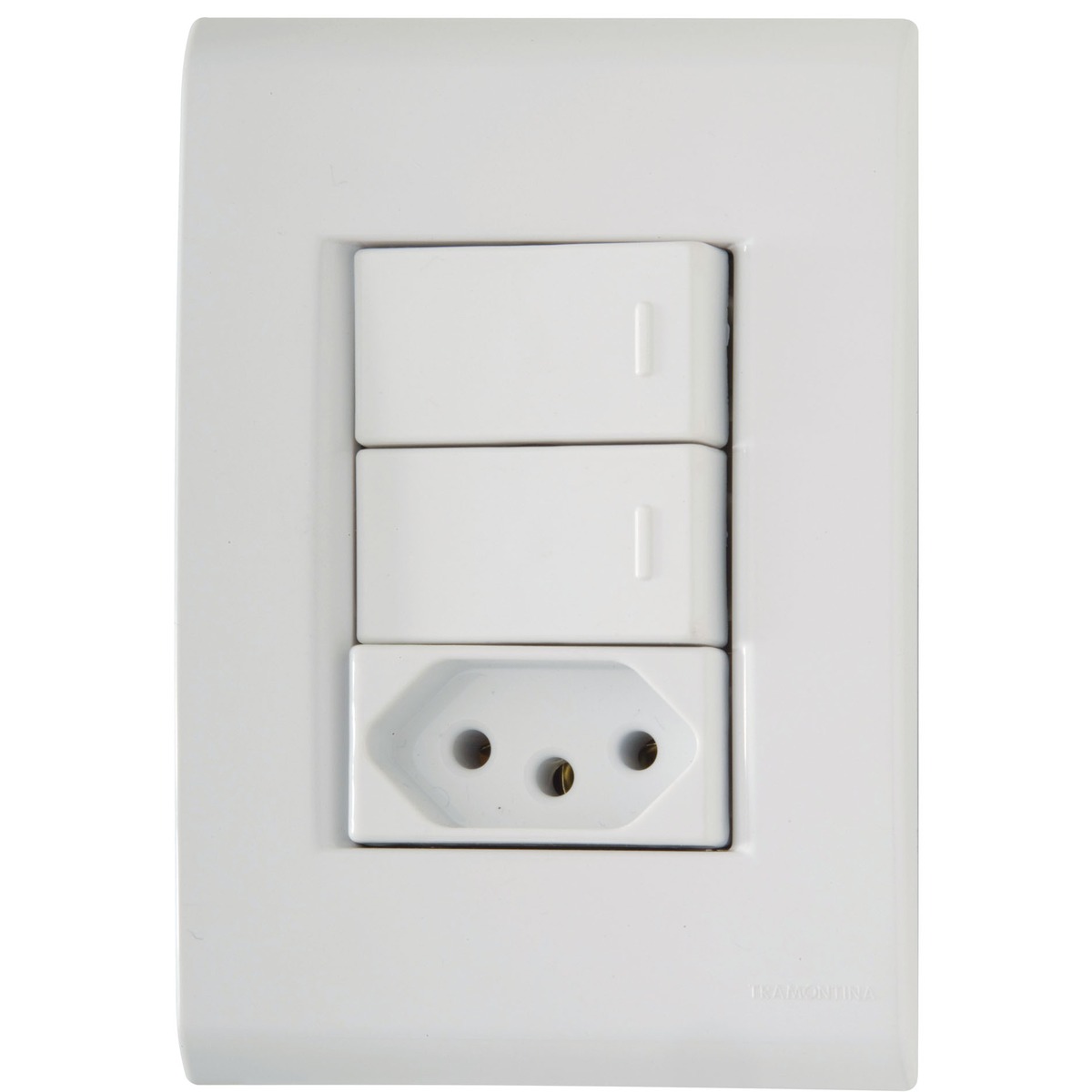 Interruptor Embutir 2Teclas+Tomada 10a Lux2 Branca Tramontina - Ref.57145073