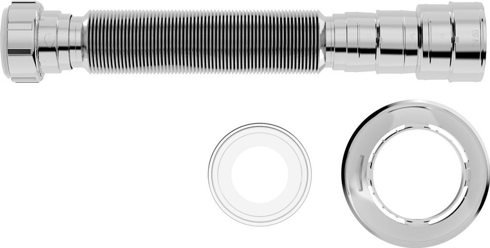 Sifão Sanfonado Simples Universal Cromado 720mm  Blukit - Ref.031101-412
