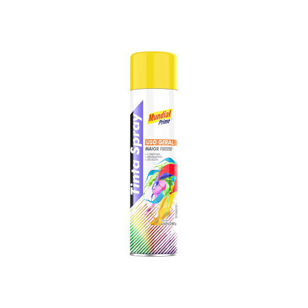 Tinta Spray Geral Amarelo 400ml  Mundial Prime - Ref.AE01000086