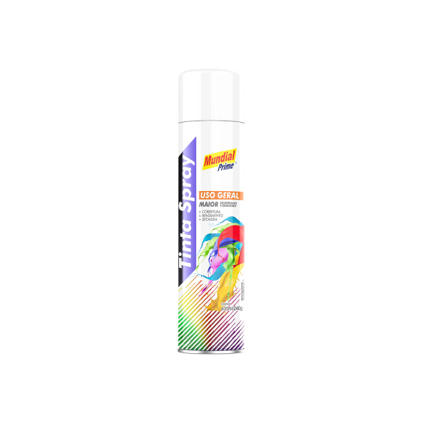 Tinta Spray Geral Branco 400ml Mundial Prime - Ref.AE01000101