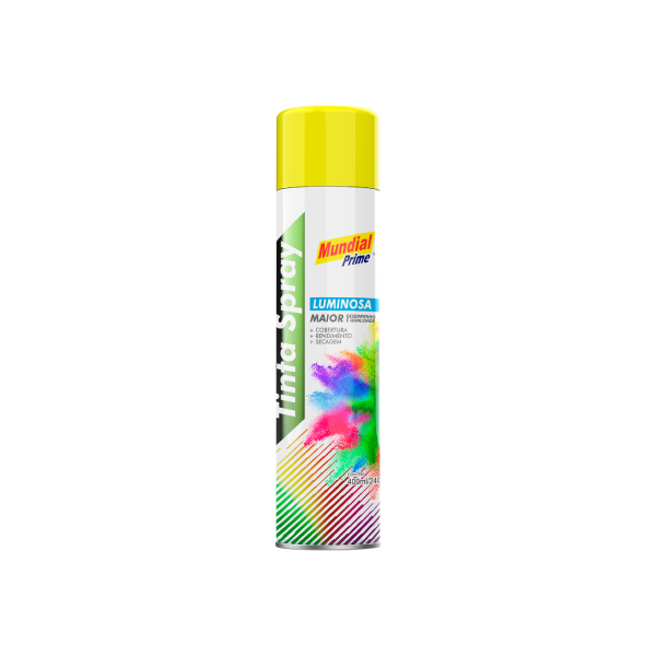 Tinta Spray Luminosa Amarelo 400ml Mundial Prime - Ref.AE01000053