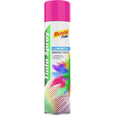 Tinta Spray Luminosa Pink  400ml Mundial Prime - Ref.AE01000055