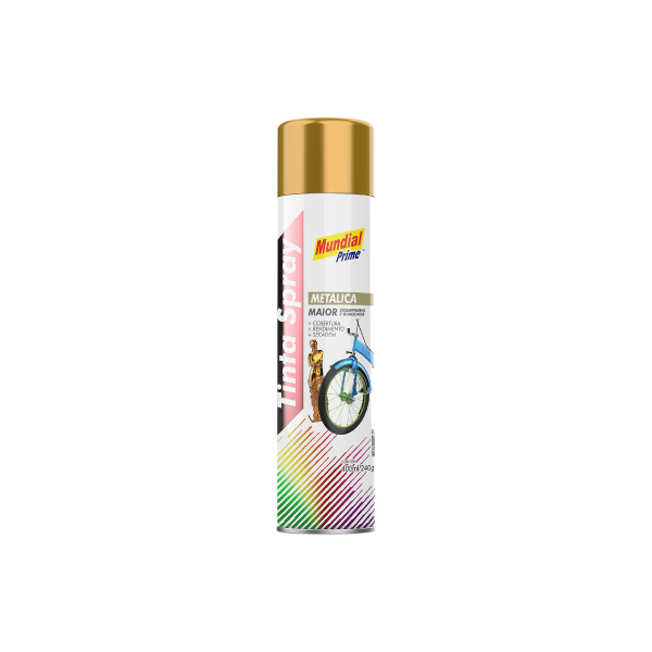 Tinta Spray  Metálica Dourado 400ml Mundial Prime - Ref.AE01000060