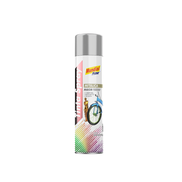 Tinta Spray Metálica Prata 400ml Mundial Prime - Ref.AE01000093
