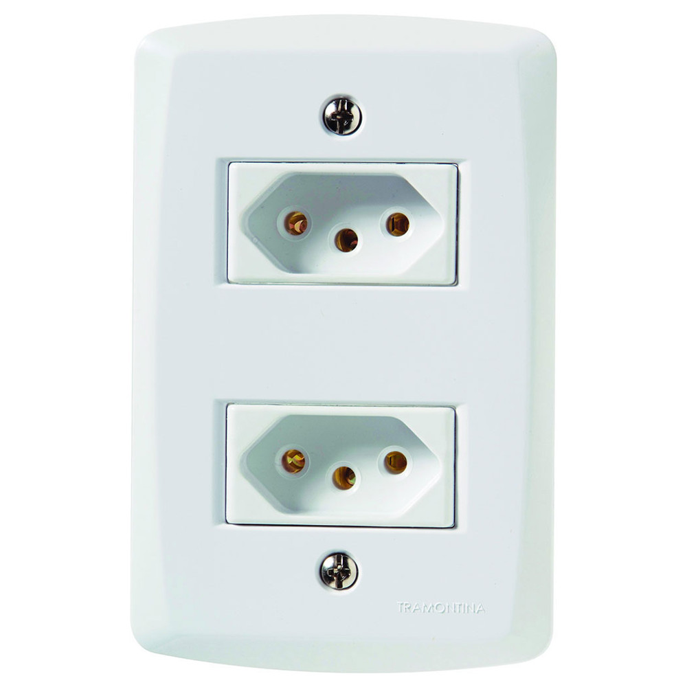 Tomada Embutir Dupla 10a Lux2 Branca Tramontina - Ref.57145065