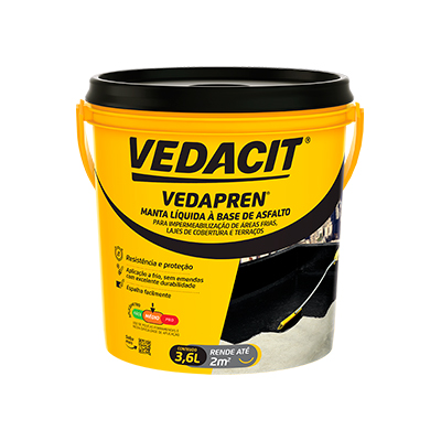 Manta Líquida Vedapren Preto 3,6kg Vedacit - Ref.121855